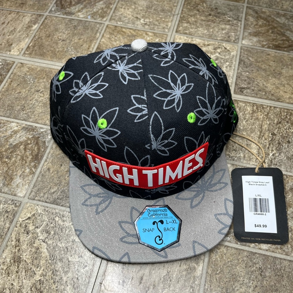High Times Gray Leaf black snapback